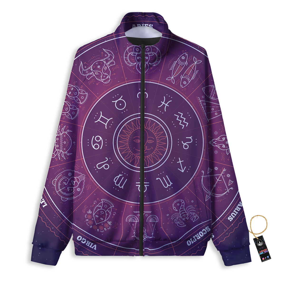 Cow Purple Print Pattern Track Jacket-grizzshop