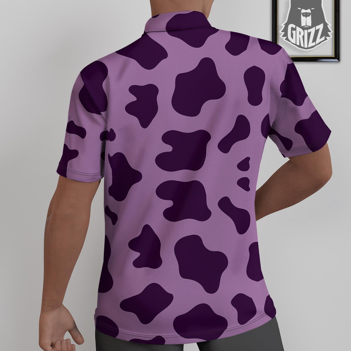 Cow Purple Print Pattern Untucked Shirts-grizzshop