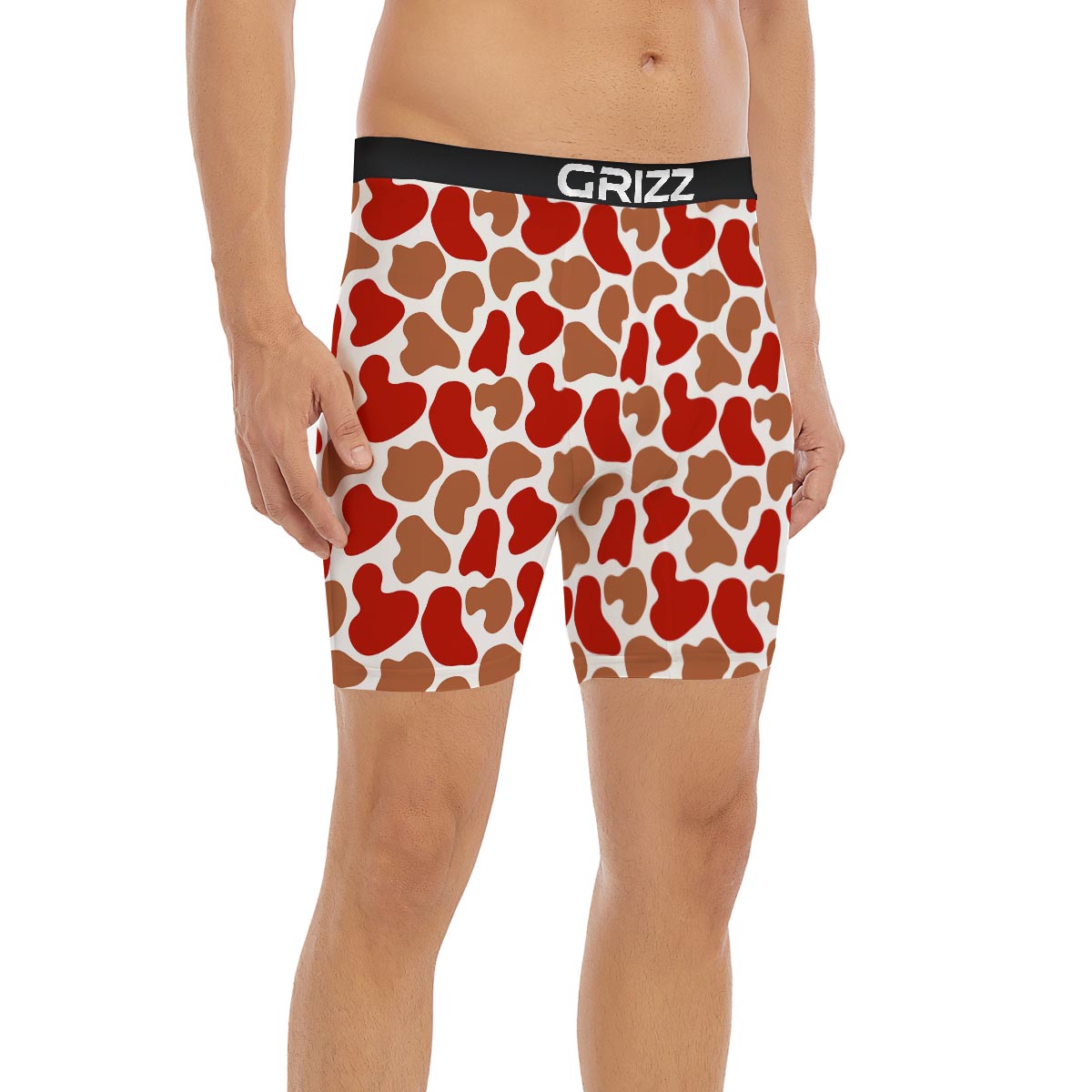 Cow Red Brown Print Pattern Boxer Briefs-grizzshop