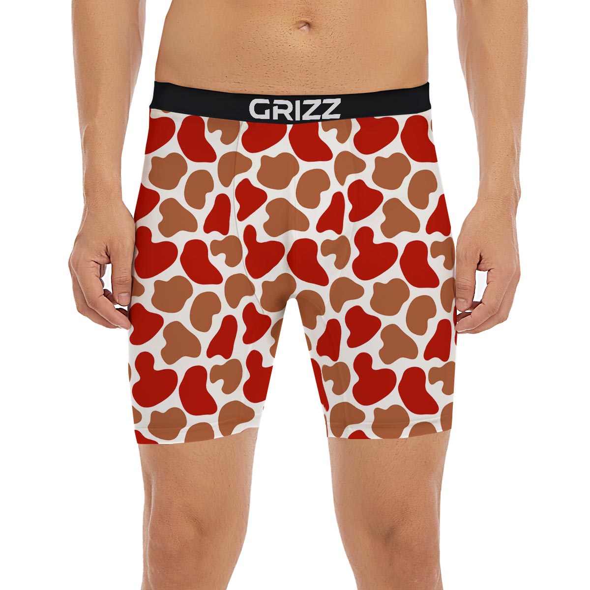Cow Red Brown Print Pattern Boxer Briefs-grizzshop