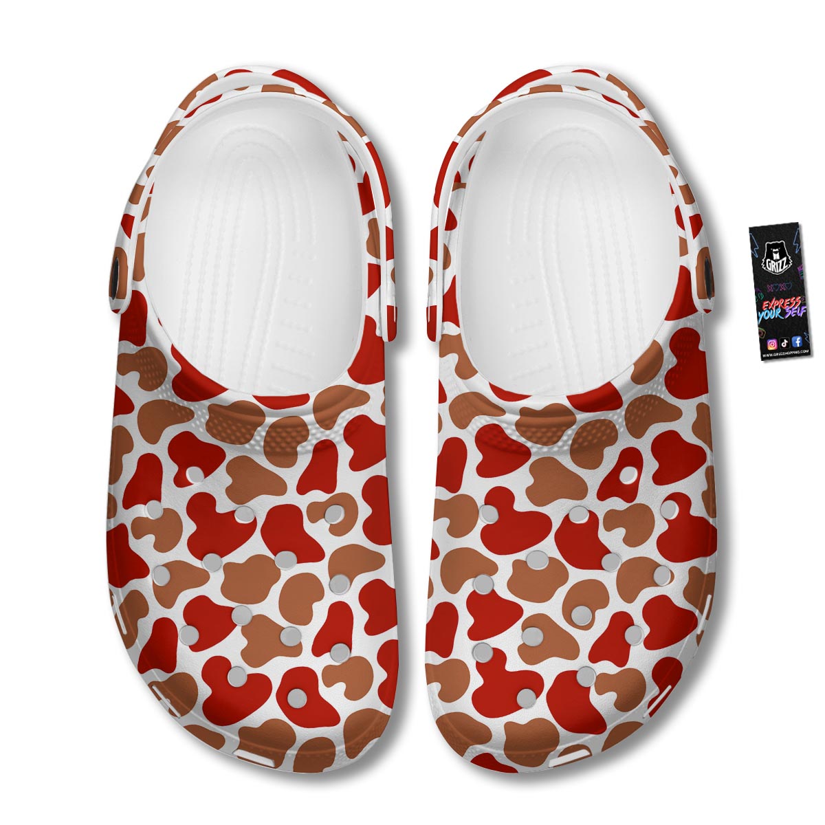 Cow Red Brown Print Pattern Clog-grizzshop
