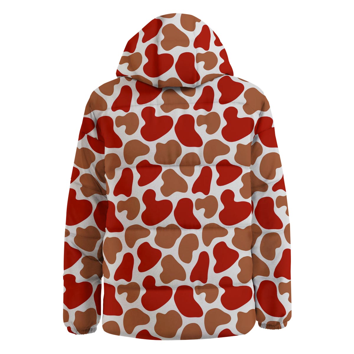 Cow Red Brown Print Pattern Down Jacket-grizzshop