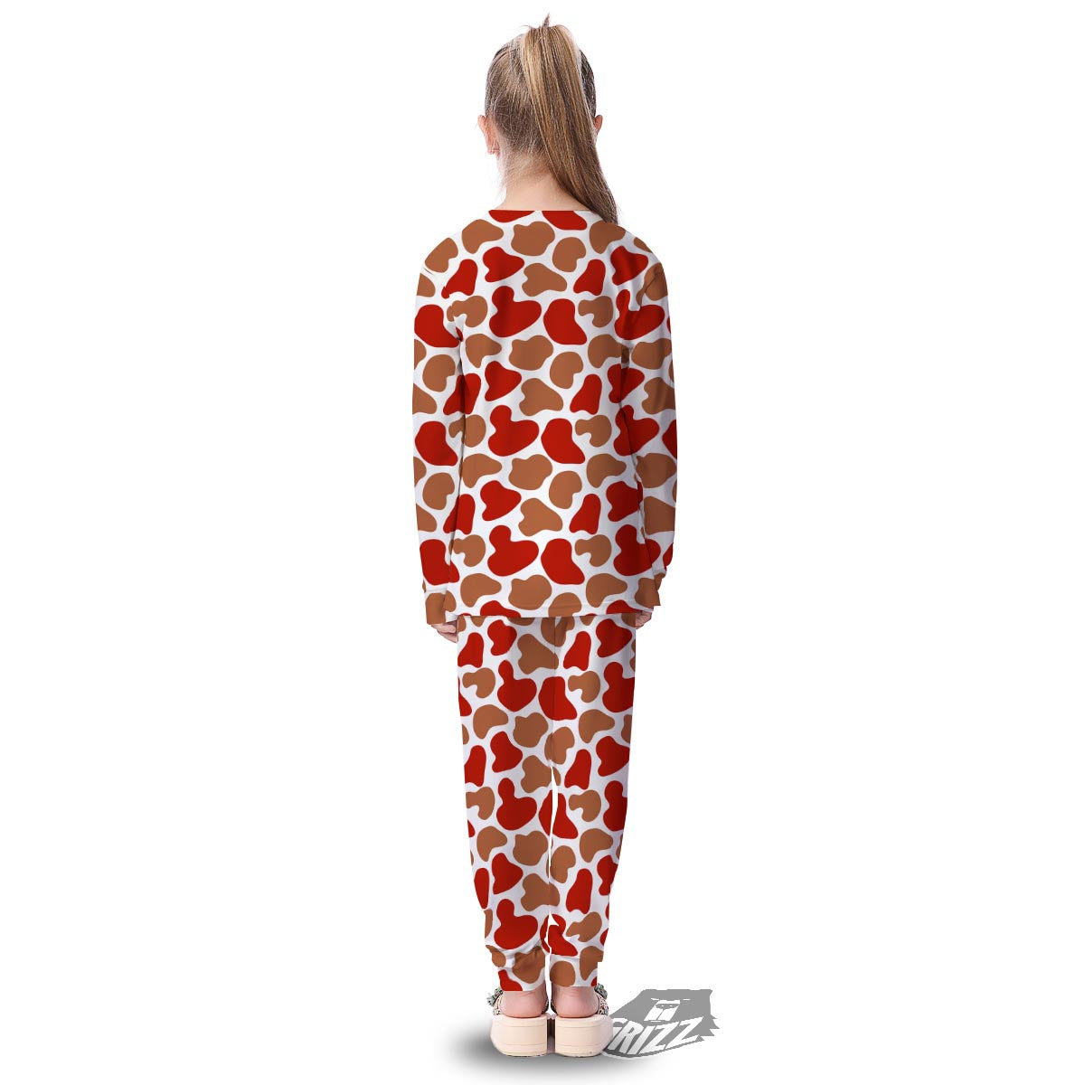 Cow Red Brown Print Pattern Kid's Pajamas-grizzshop