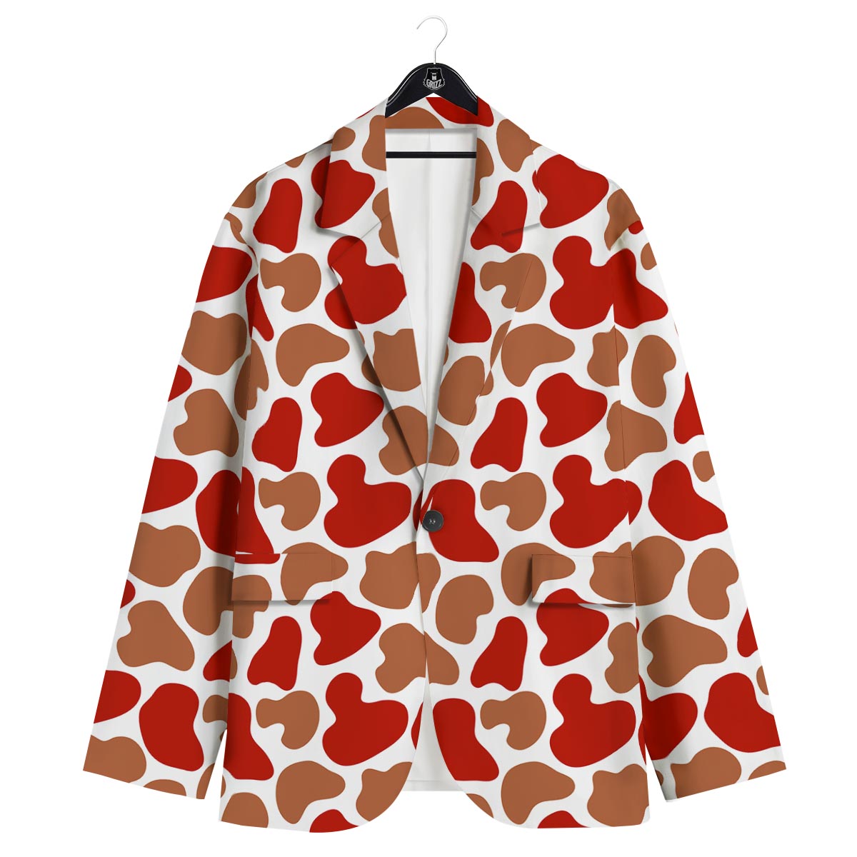 Cow Red Brown Print Pattern Men's Sport Coat-grizzshop