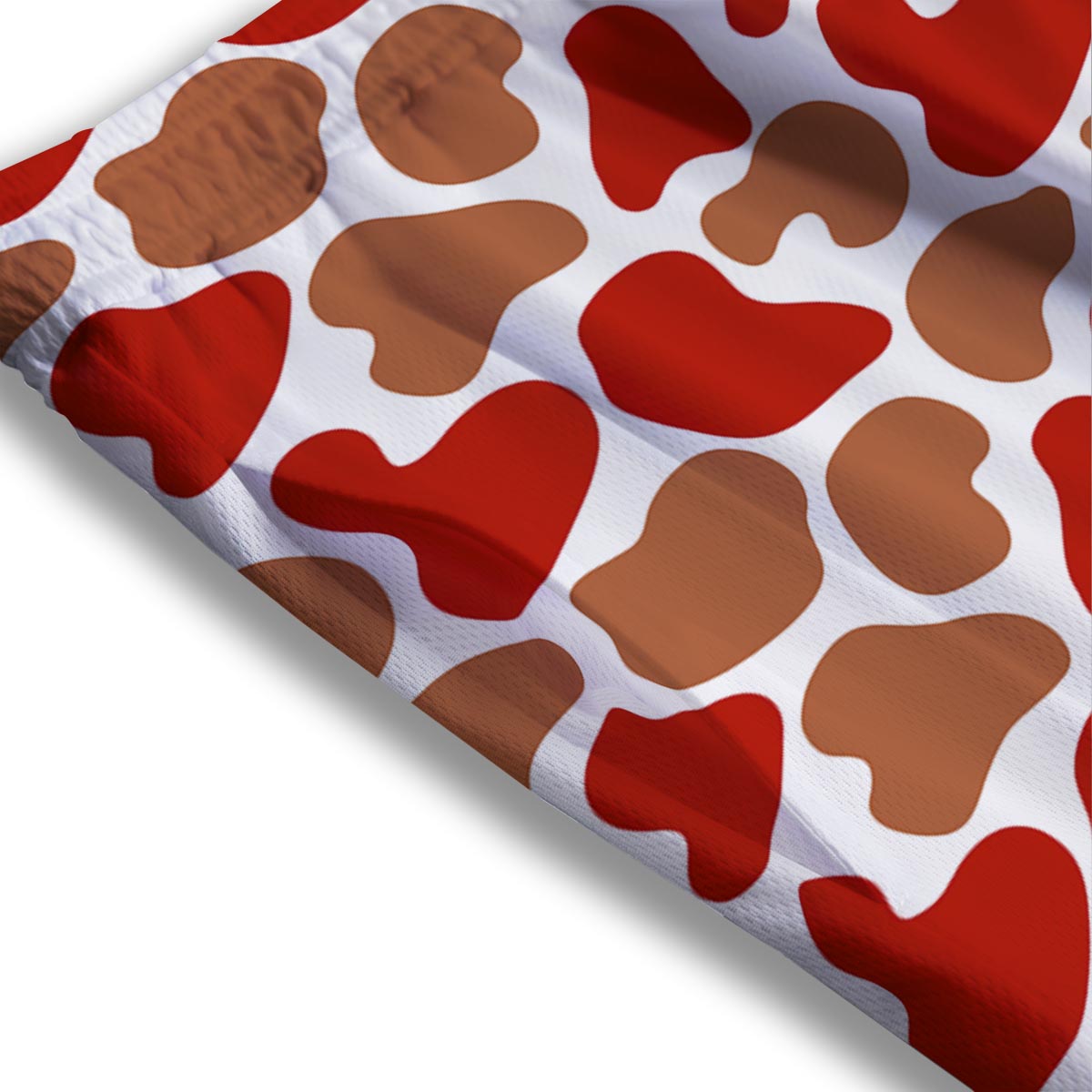 Cow Red Brown Print Pattern Mesh Shorts
