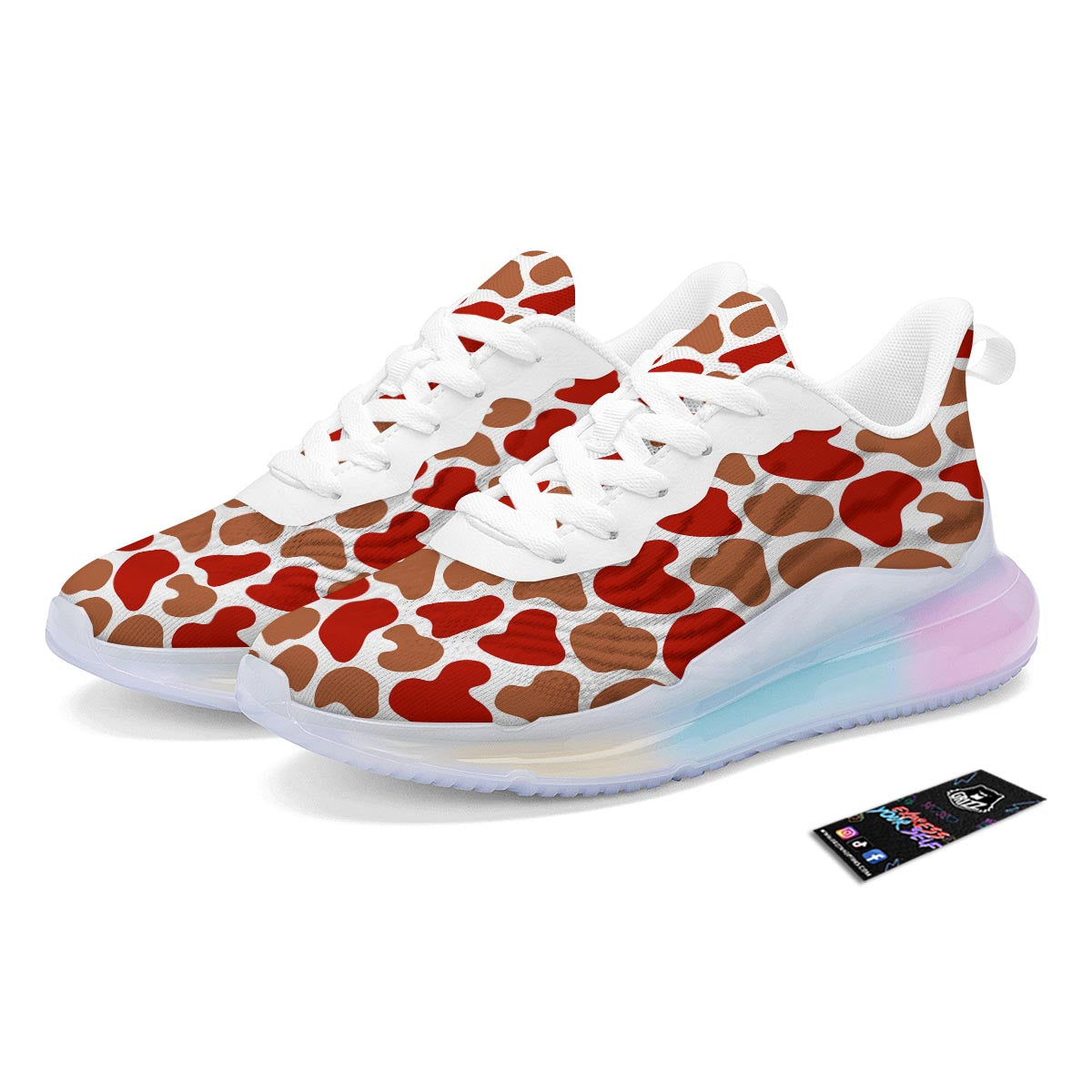 Cow Red Brown Print Pattern Running Sneakers-grizzshop