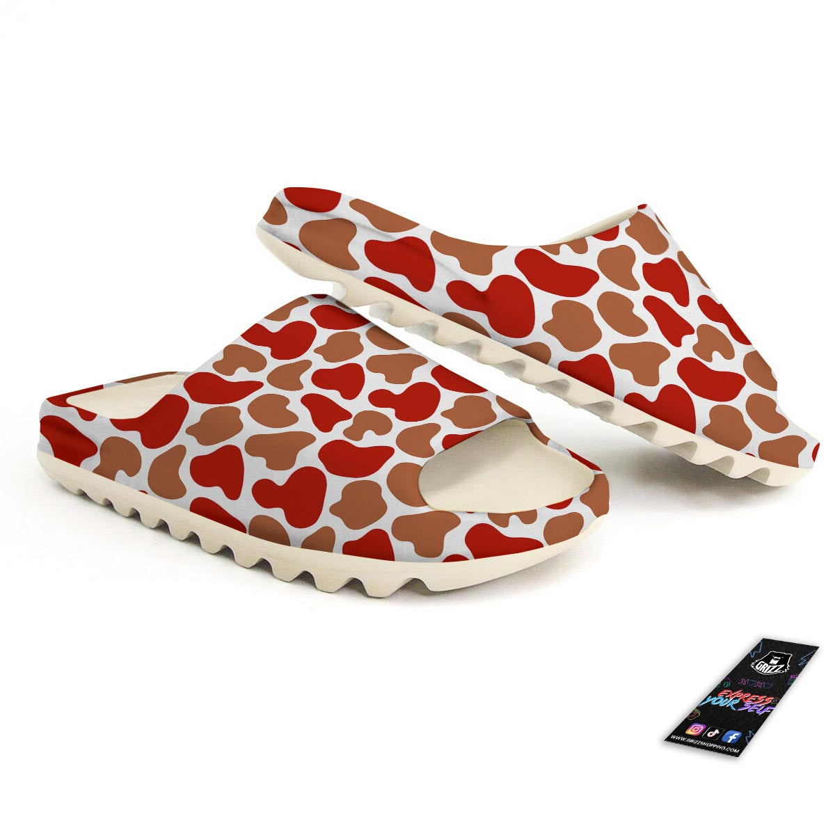Cow Red Brown Print Pattern Sandals-grizzshop