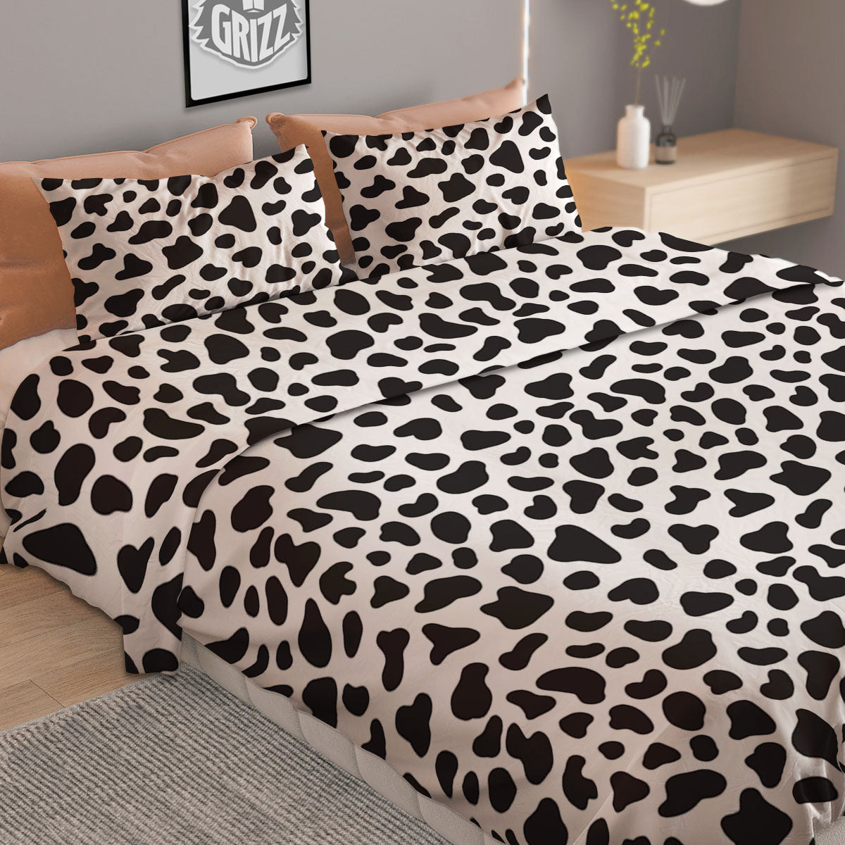 Cow White And Black Print Duvet Cover Bedding Set