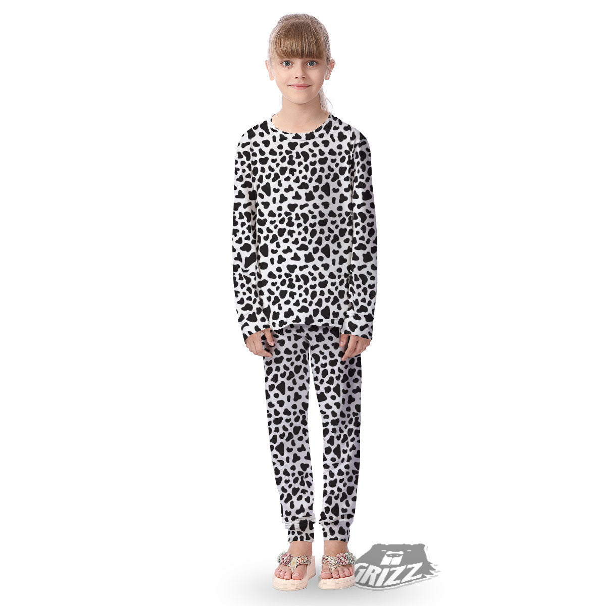 Cow White And Black Print Kid's Pajamas-grizzshop