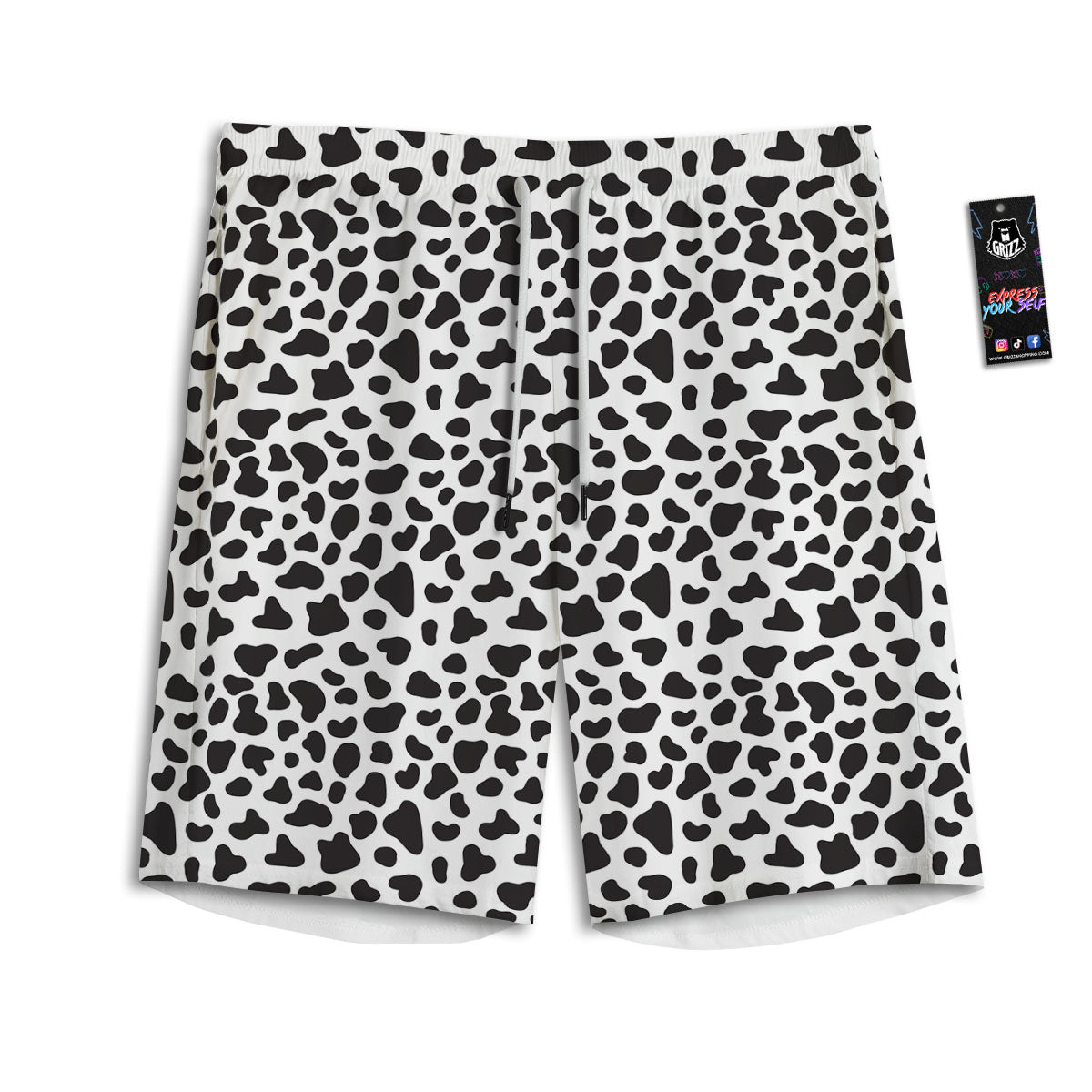 Cow White And Black Print Men's Athletic Shorts