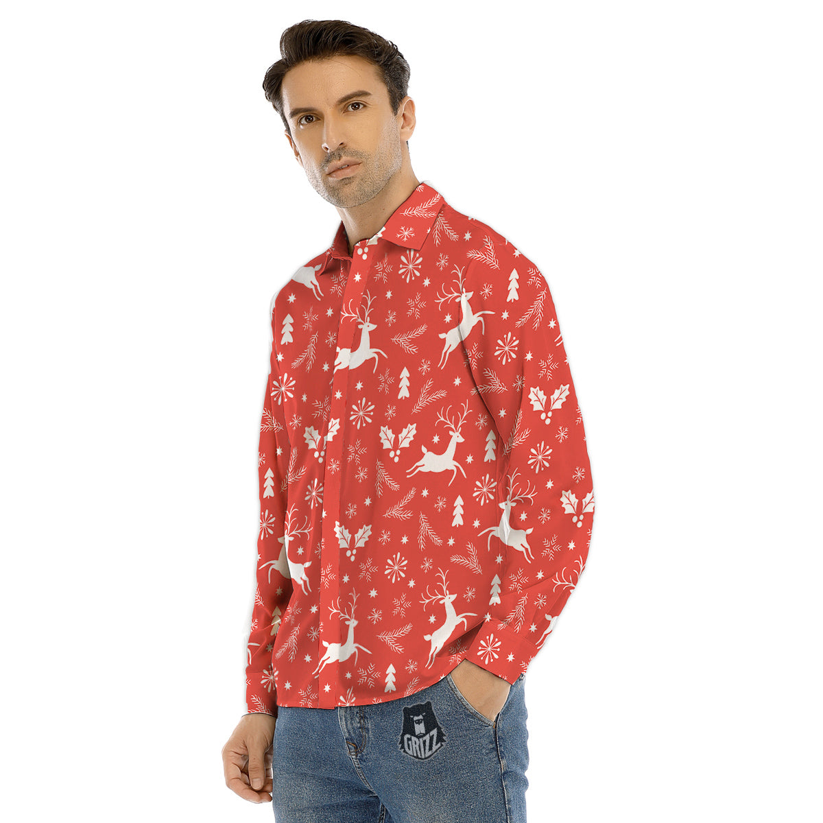 Cow White And Black Print Men's Dress Shirts-grizzshop