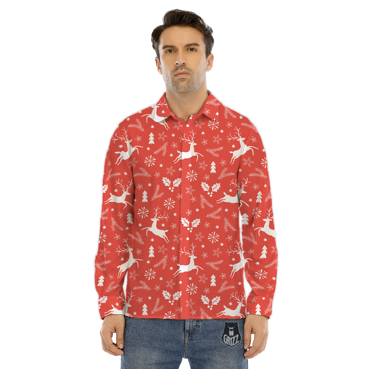 Cow White And Black Print Men's Dress Shirts-grizzshop