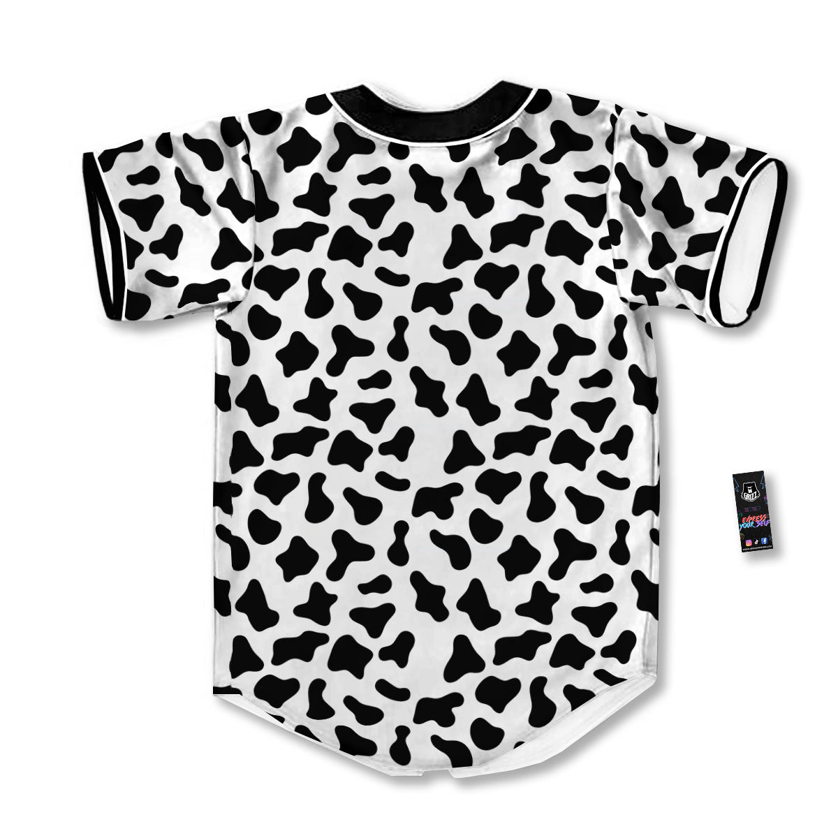 Cow White And Black Print Pattern Baseball Jersey-grizzshop