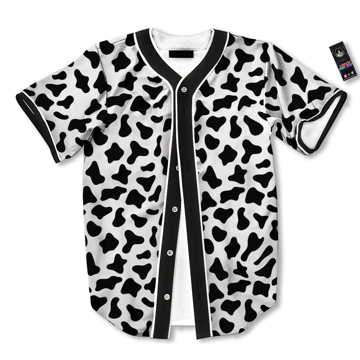 Cow White And Black Print Pattern Baseball Jersey-grizzshop