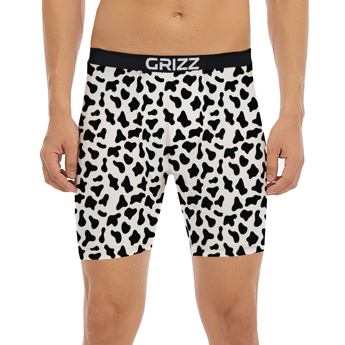 Cow White And Black Print Pattern Boxer Briefs-grizzshop