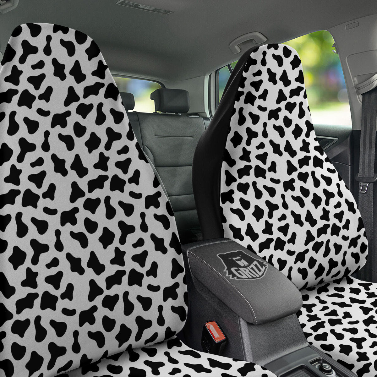 Cow White And Black Print Pattern Car Seat Covers-grizzshop