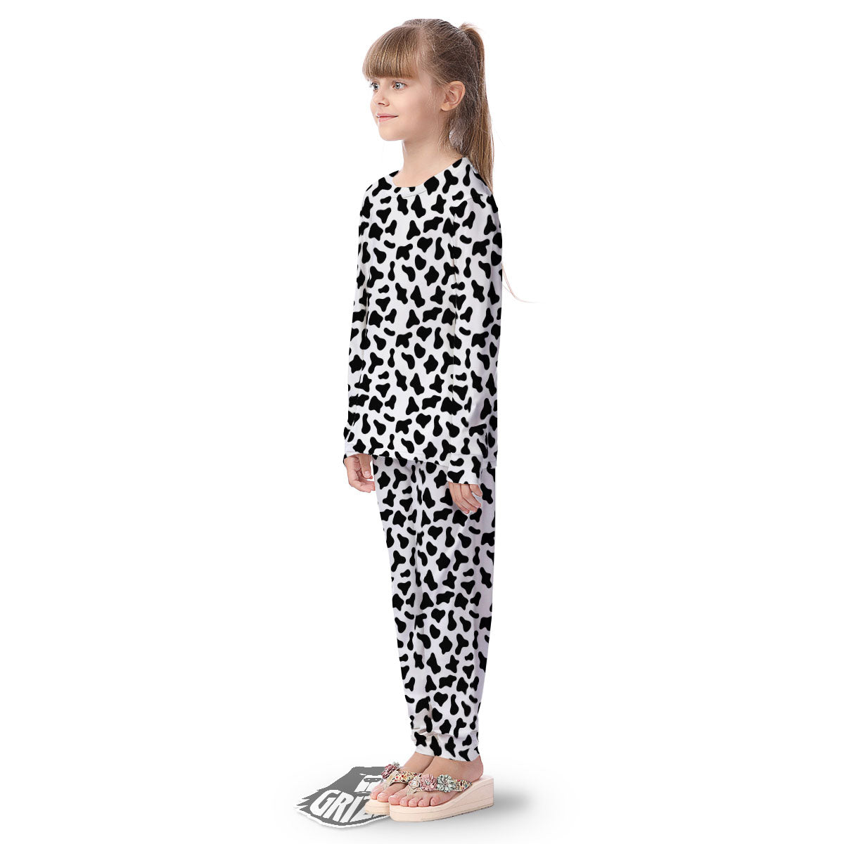 Cow White And Black Print Pattern Kid's Pajamas-grizzshop