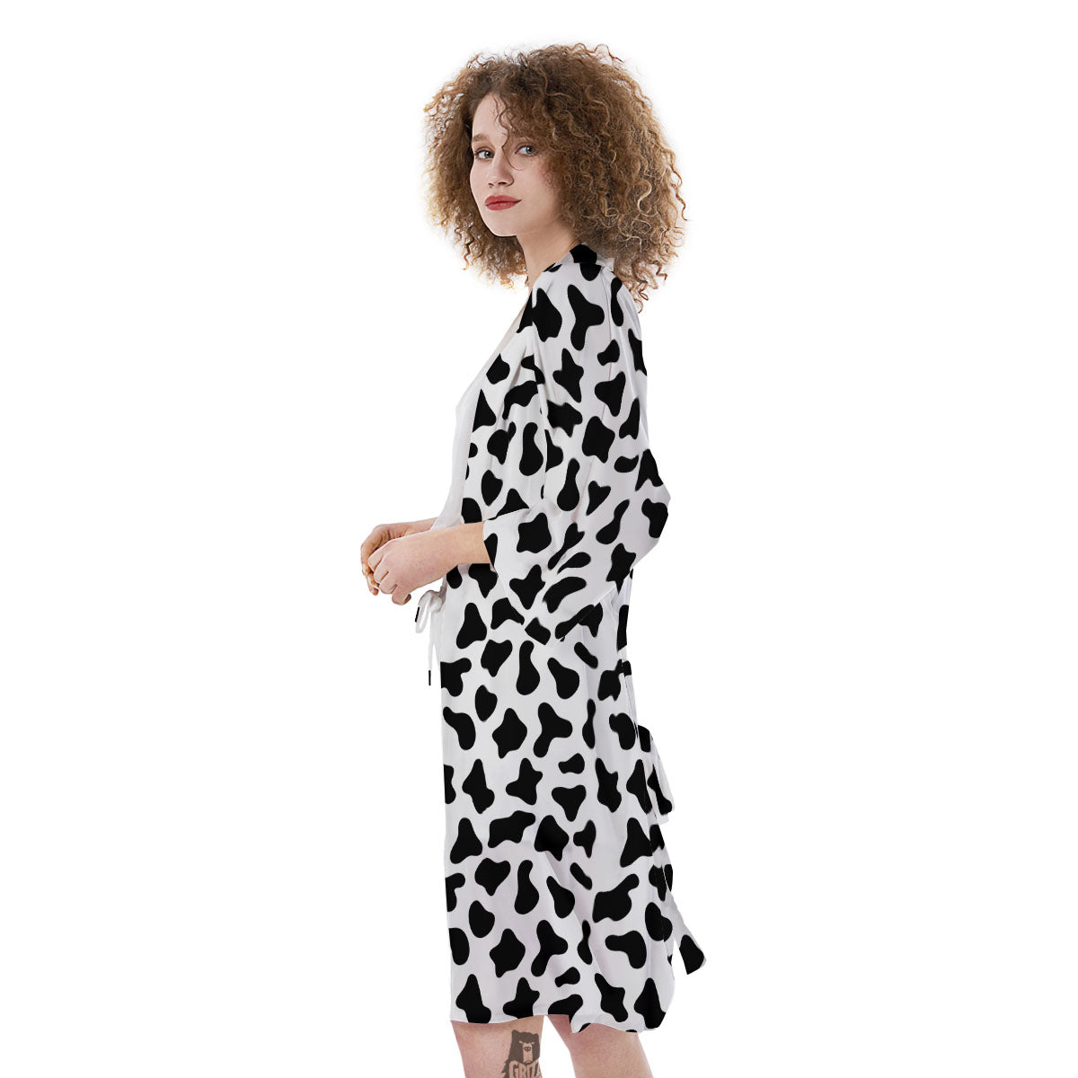 Cow White And Black Print Pattern Kimono-grizzshop
