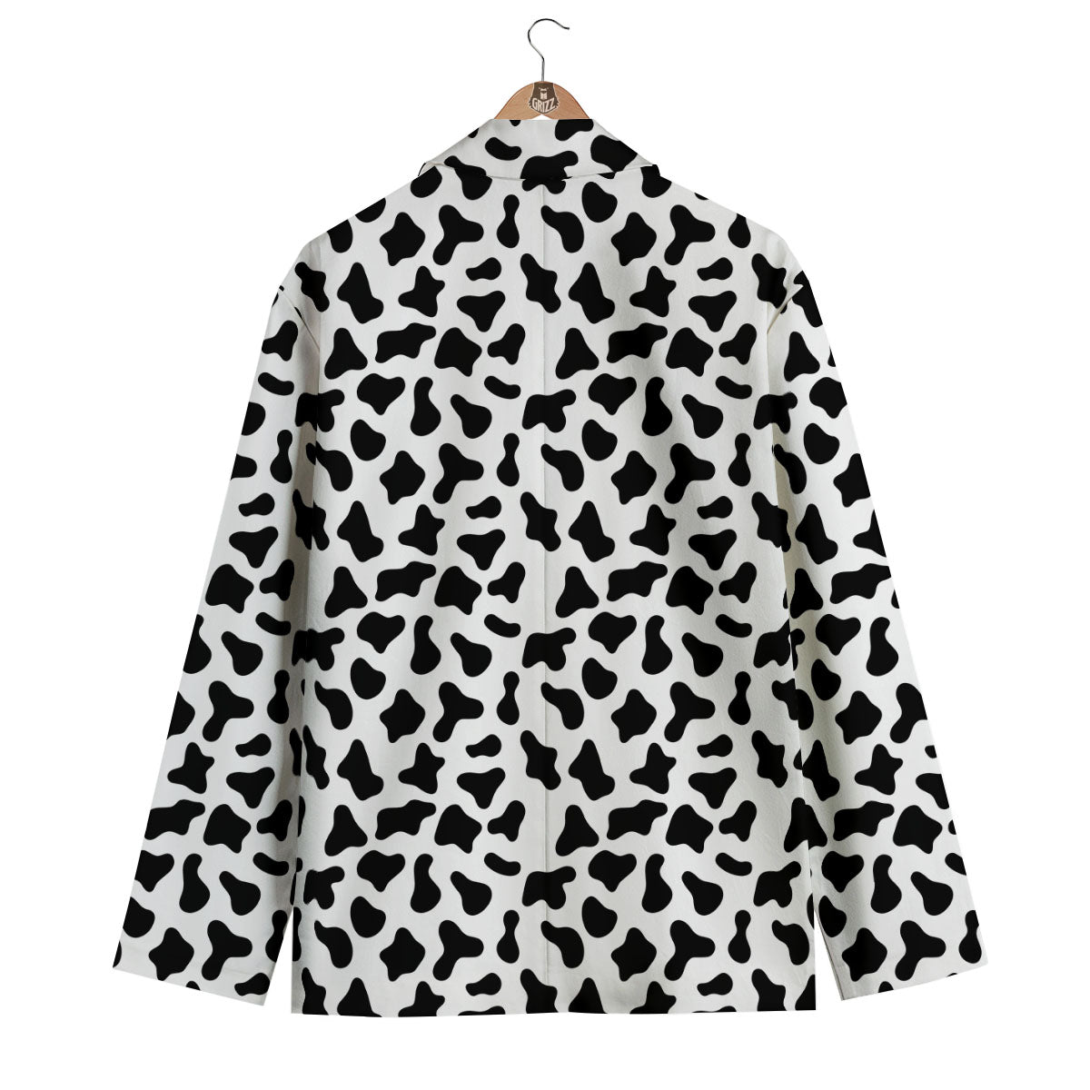 Cow White And Black Print Pattern Men's Blazer-grizzshop