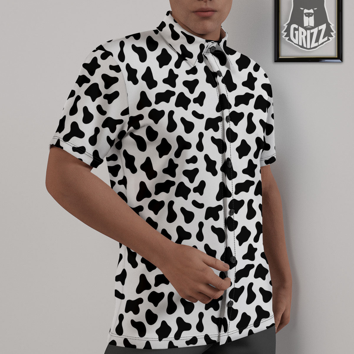 Cow White And Black Print Pattern Untucked Shirts-grizzshop