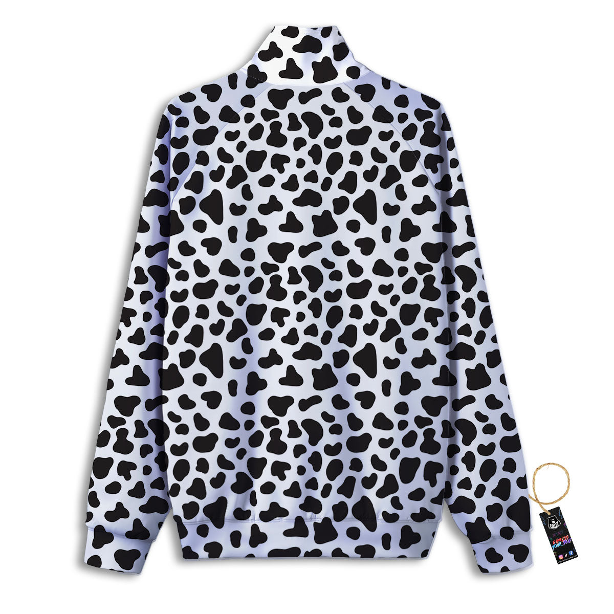 Cow White And Black Print Track Jacket-grizzshop
