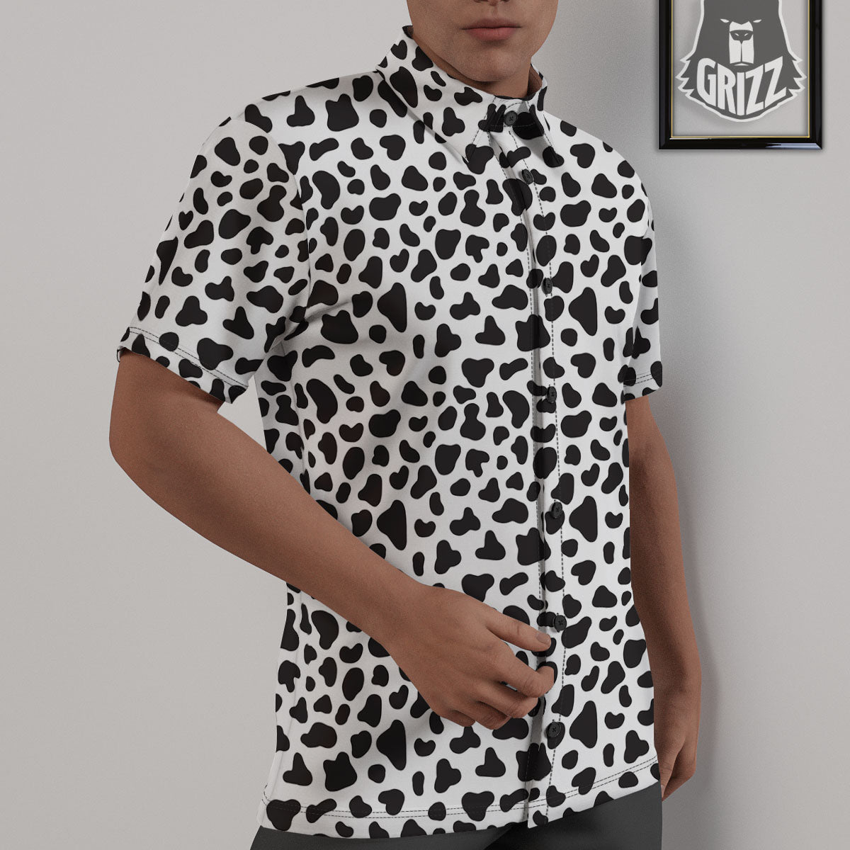 Cow White And Black Print Untucked Shirts-grizzshop