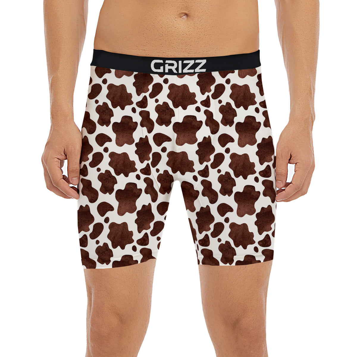 Cow White And Brown Print Boxer Briefs-grizzshop