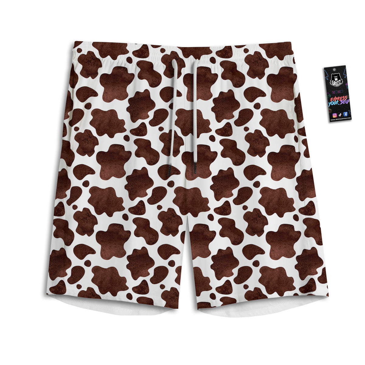 Cow White And Brown Print Men's Athletic Shorts