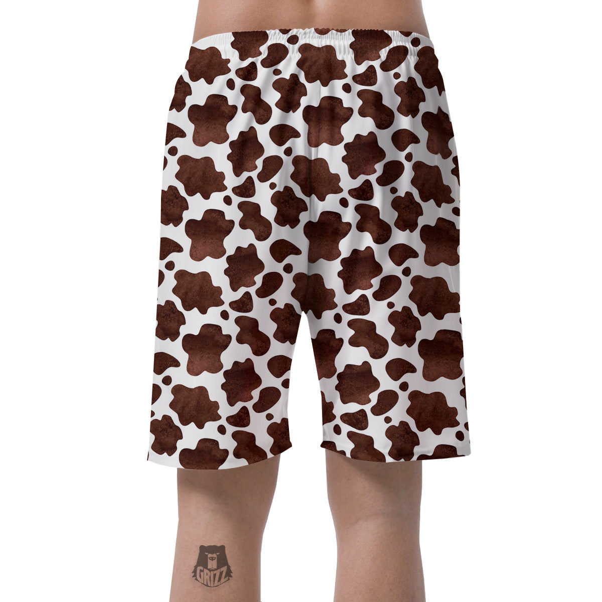 Cow White And Brown Print Men's Shorts-grizzshop