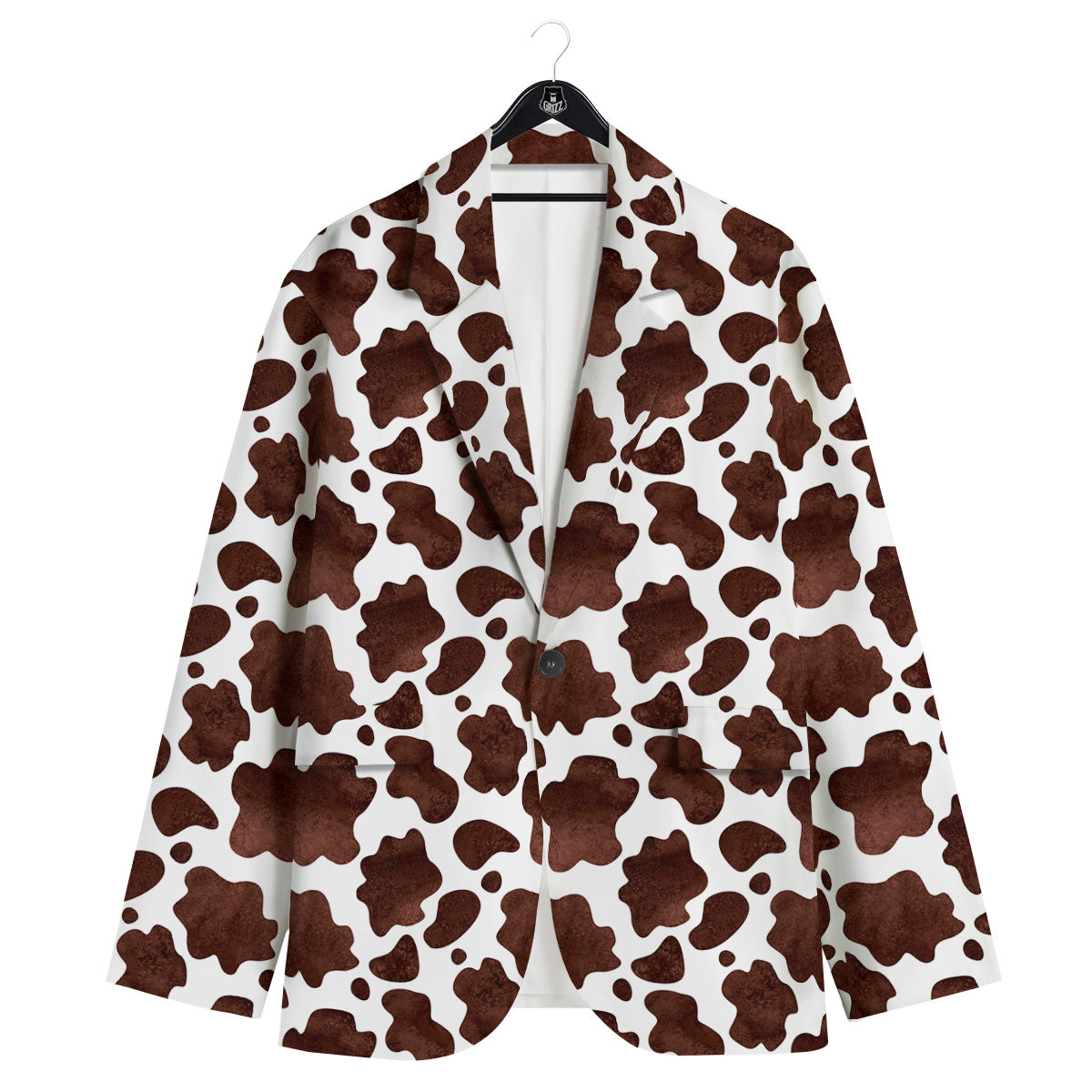 Cow White And Brown Print Men's Sport Coat-grizzshop
