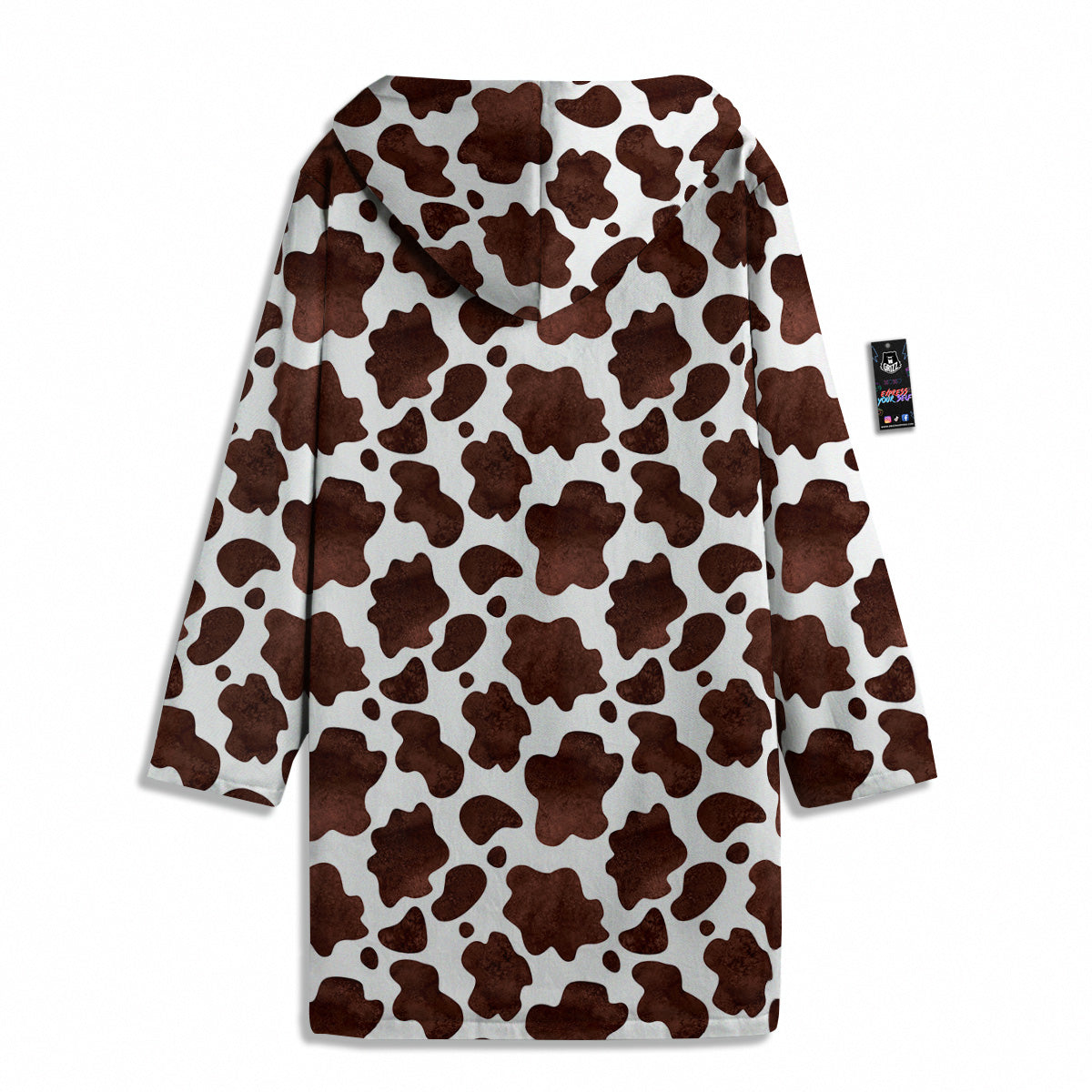 Cow White And Brown Print Men's Windbreaker Jacket-grizzshop