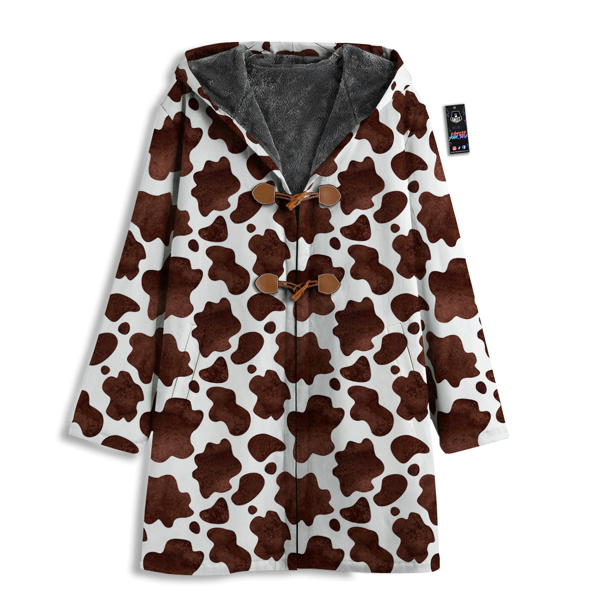 Cow White And Brown Print Men's Windbreaker Jacket-grizzshop