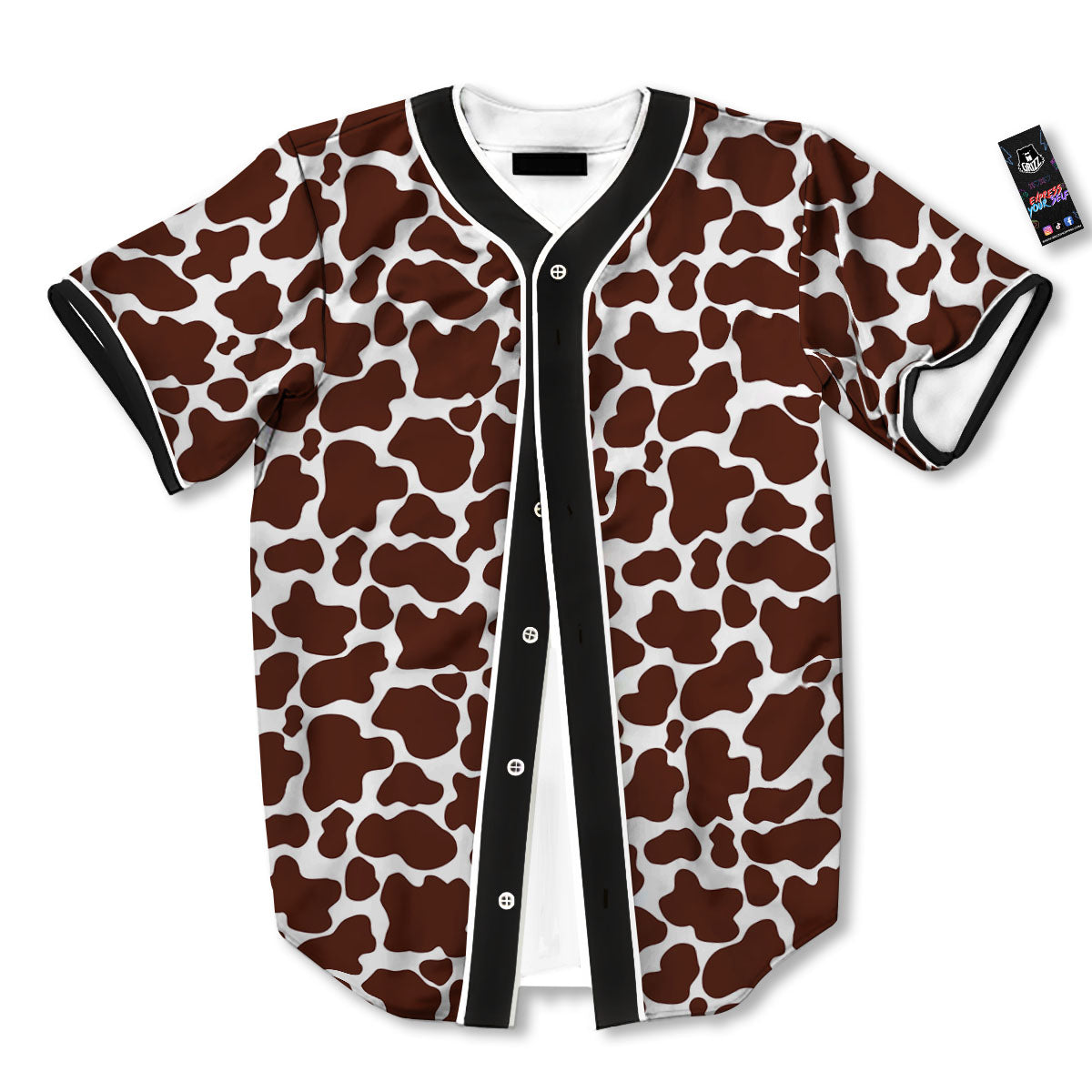 Cow White And Brown Print Pattern Baseball Jersey-grizzshop