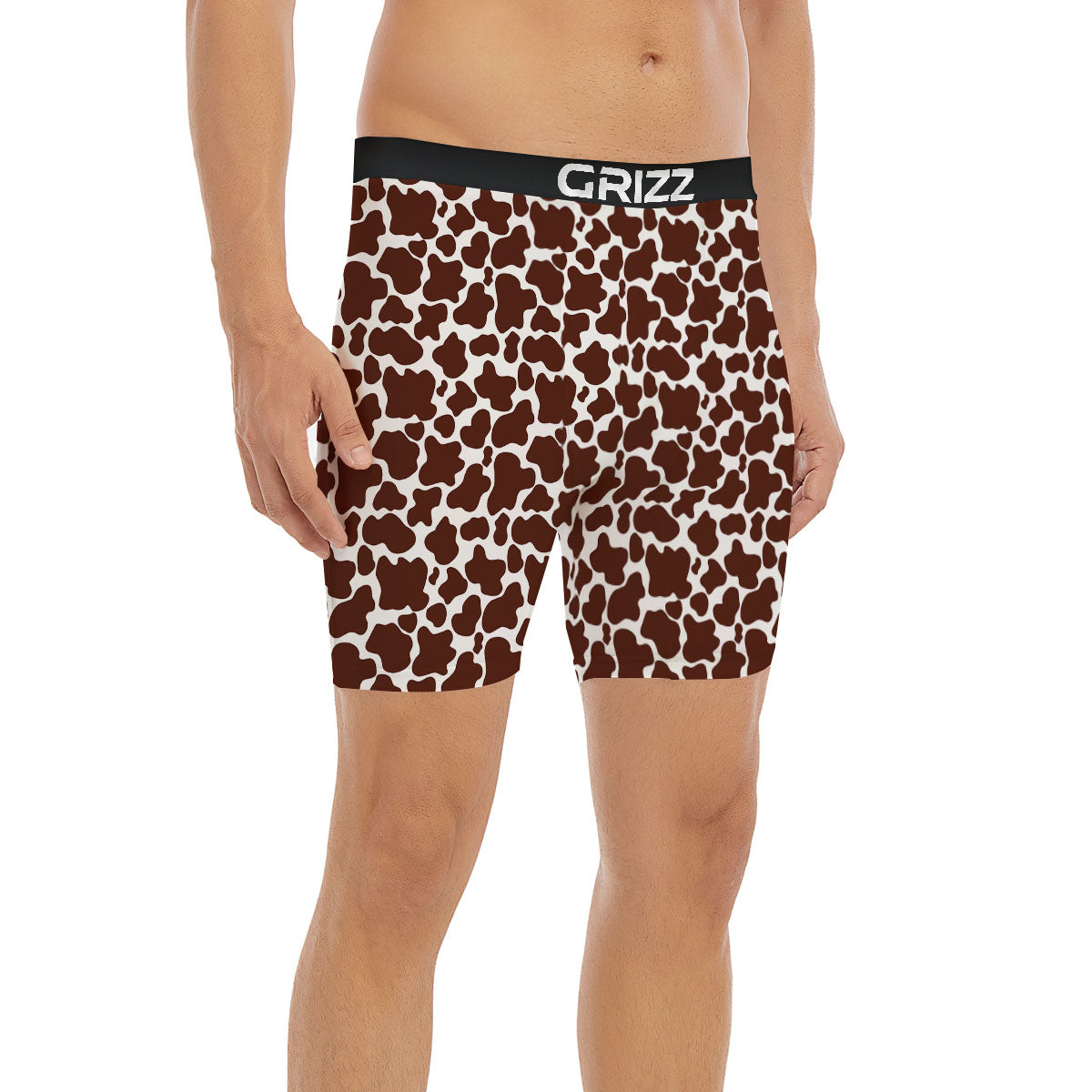Cow White And Brown Print Pattern Boxer Briefs-grizzshop
