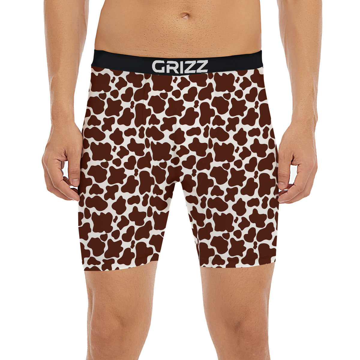Cow White And Brown Print Pattern Boxer Briefs-grizzshop