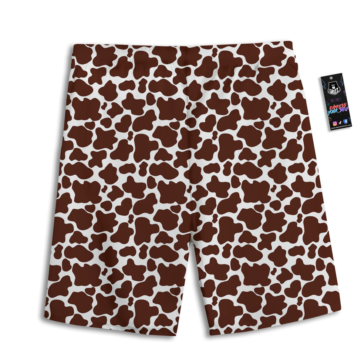 Cow White And Brown Print Pattern Men's Athletic Shorts