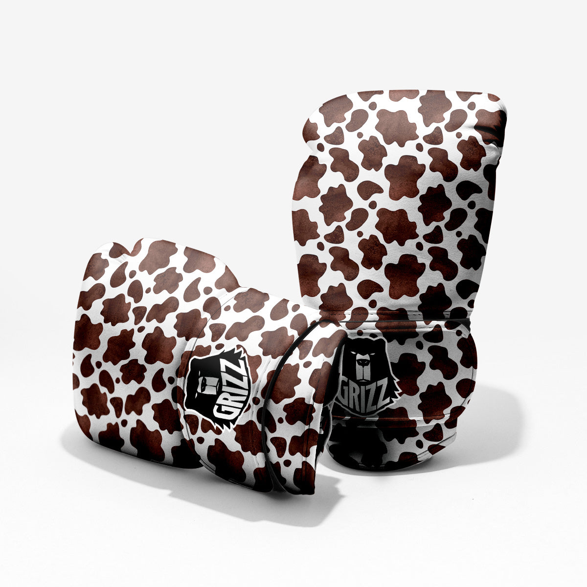 Cow White And Brown Print Pro Boxing Glove