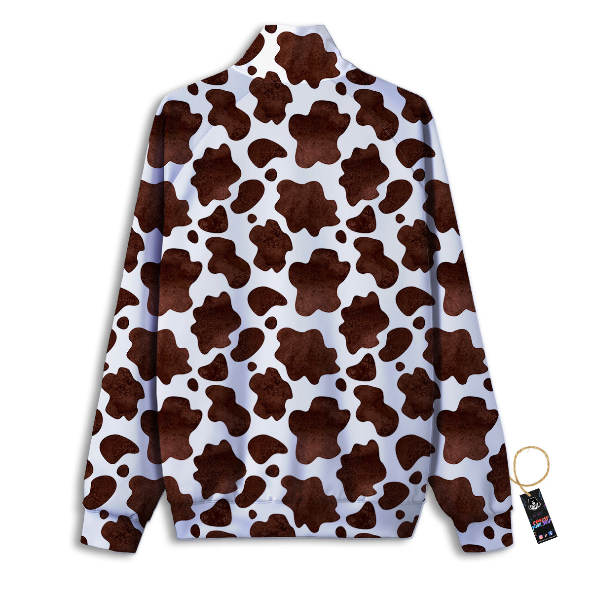 Cow White And Brown Print Track Jacket-grizzshop