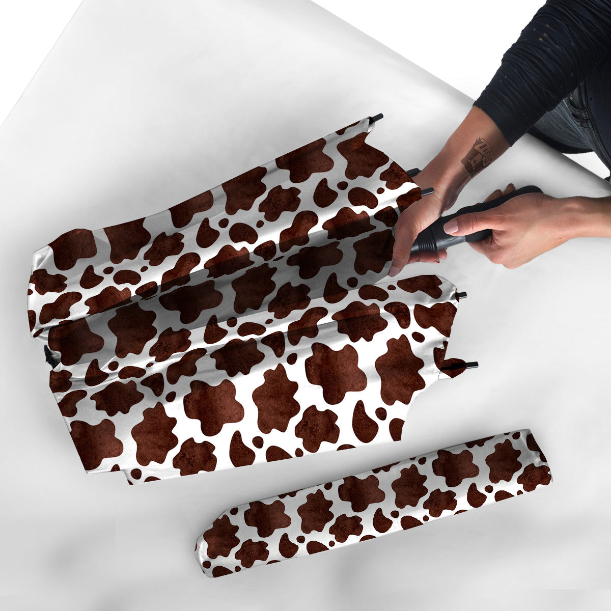 Cow White And Brown Print Umbrella-grizzshop