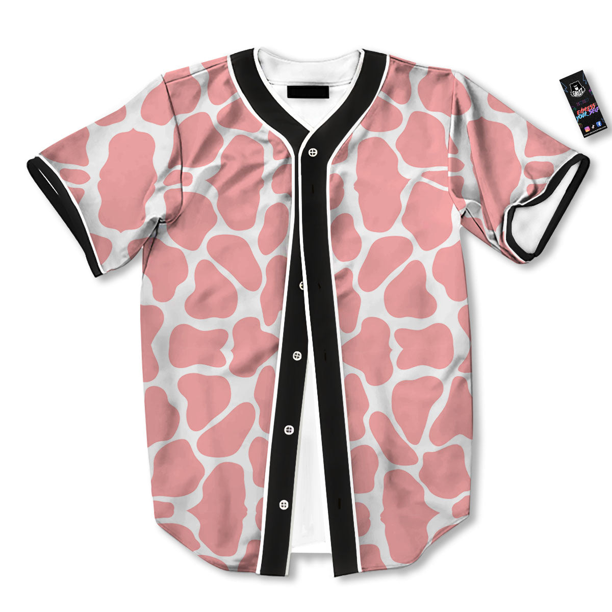 Cow White And Pink Print Baseball Jersey-grizzshop