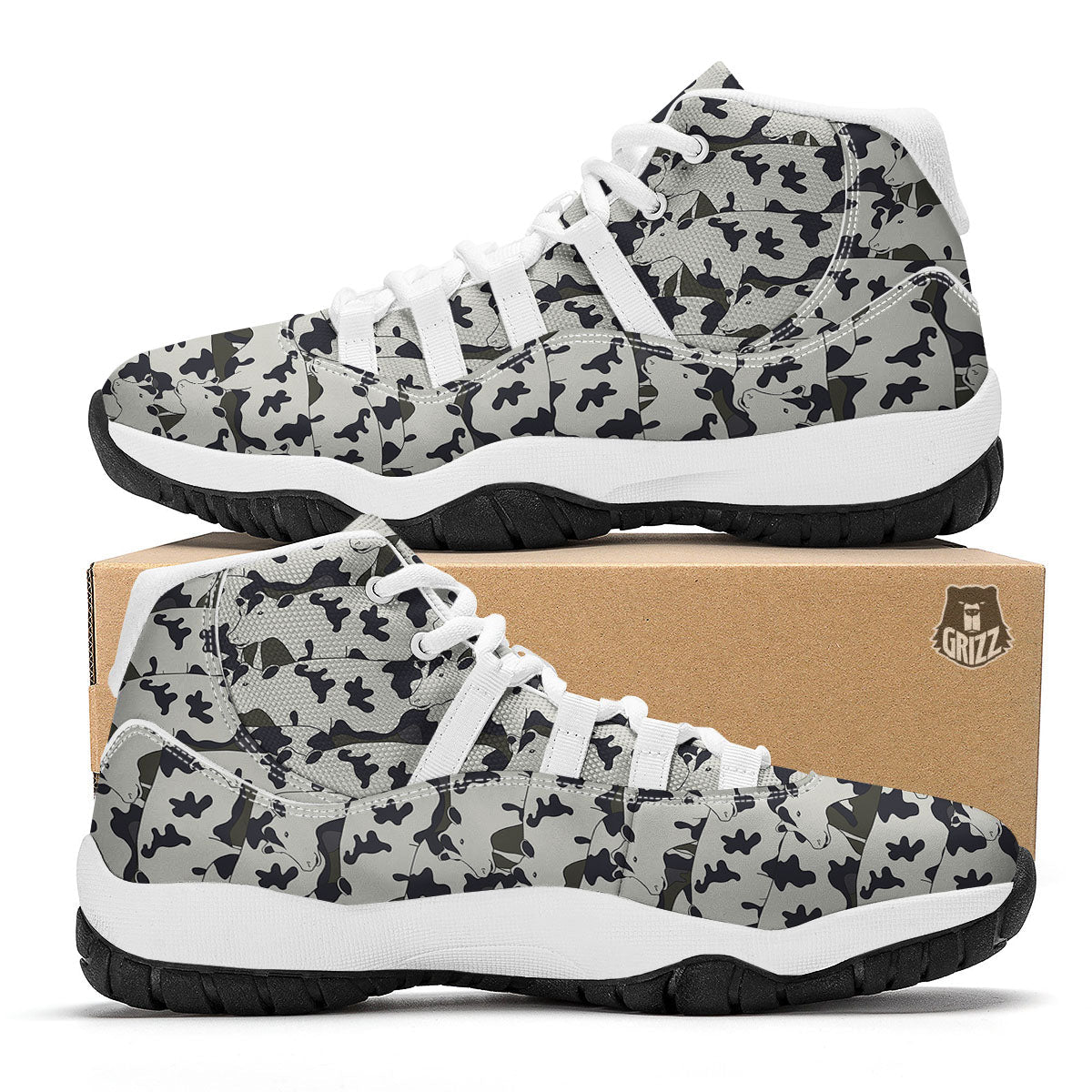 Cow White Bball Shoes-grizzshop