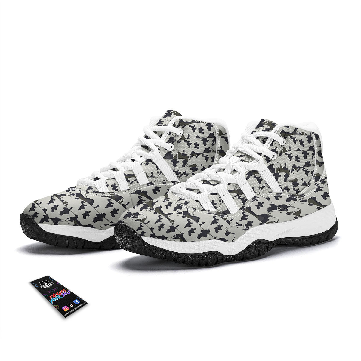 Cow White Bball Shoes-grizzshop
