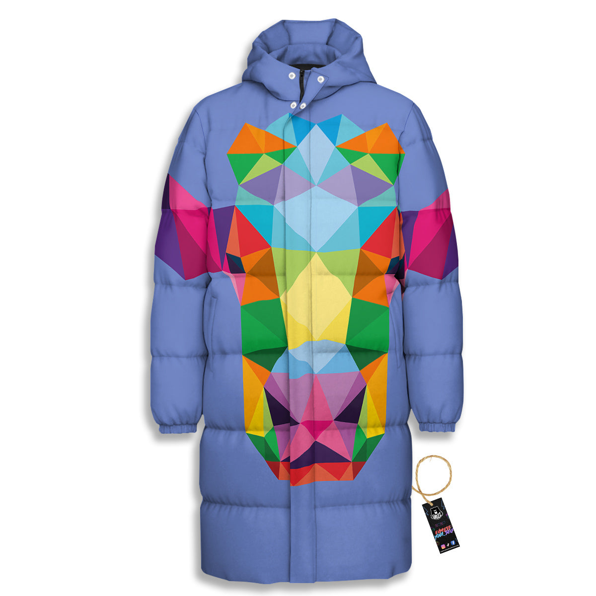 Cow Colorful Print Long Down Jacket