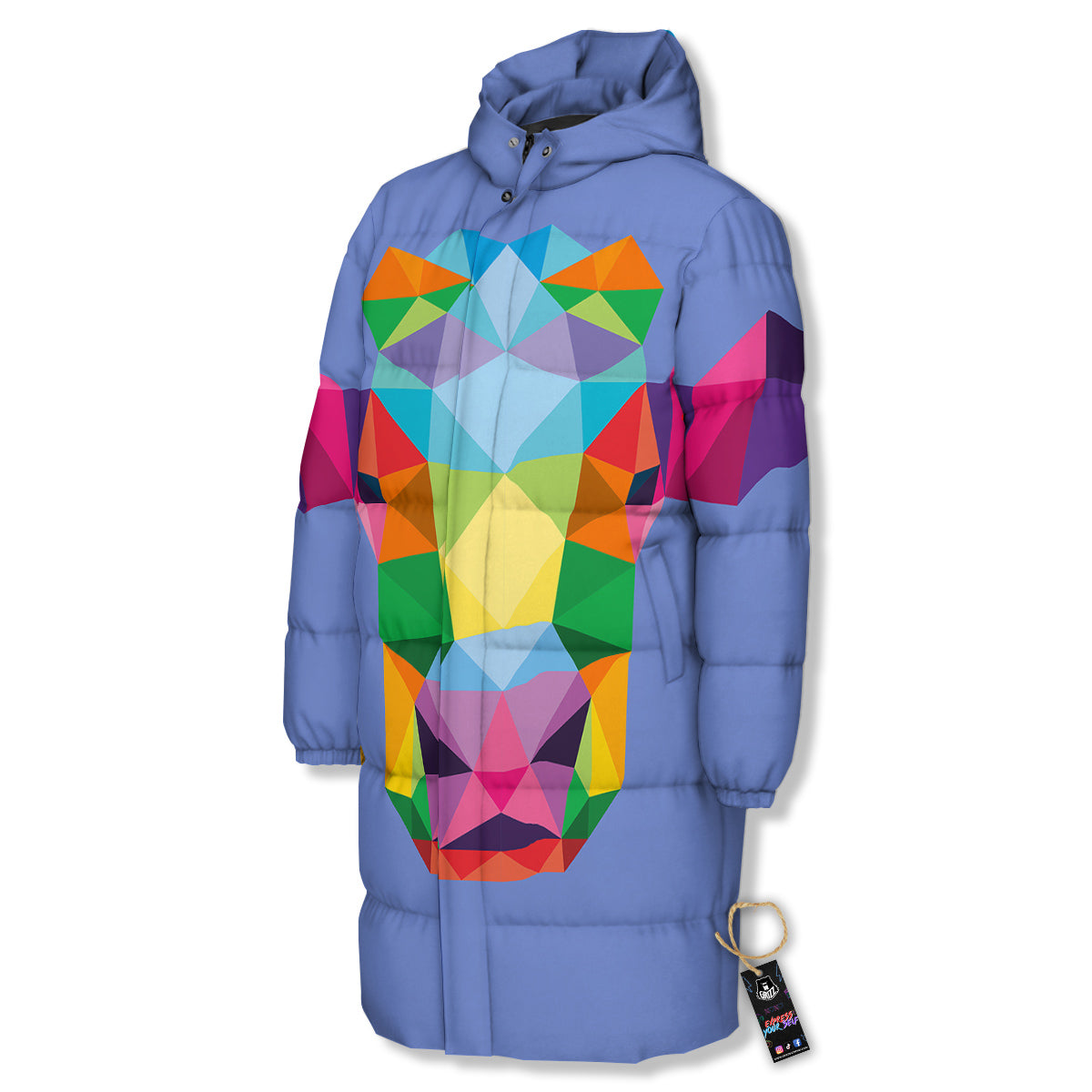 Cow Colorful Print Long Down Jacket