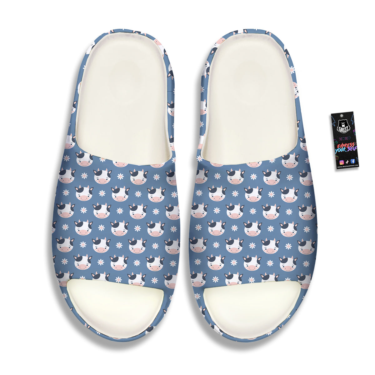Cow Cute And Daisy Flower Print Pattern Sandals-grizzshop