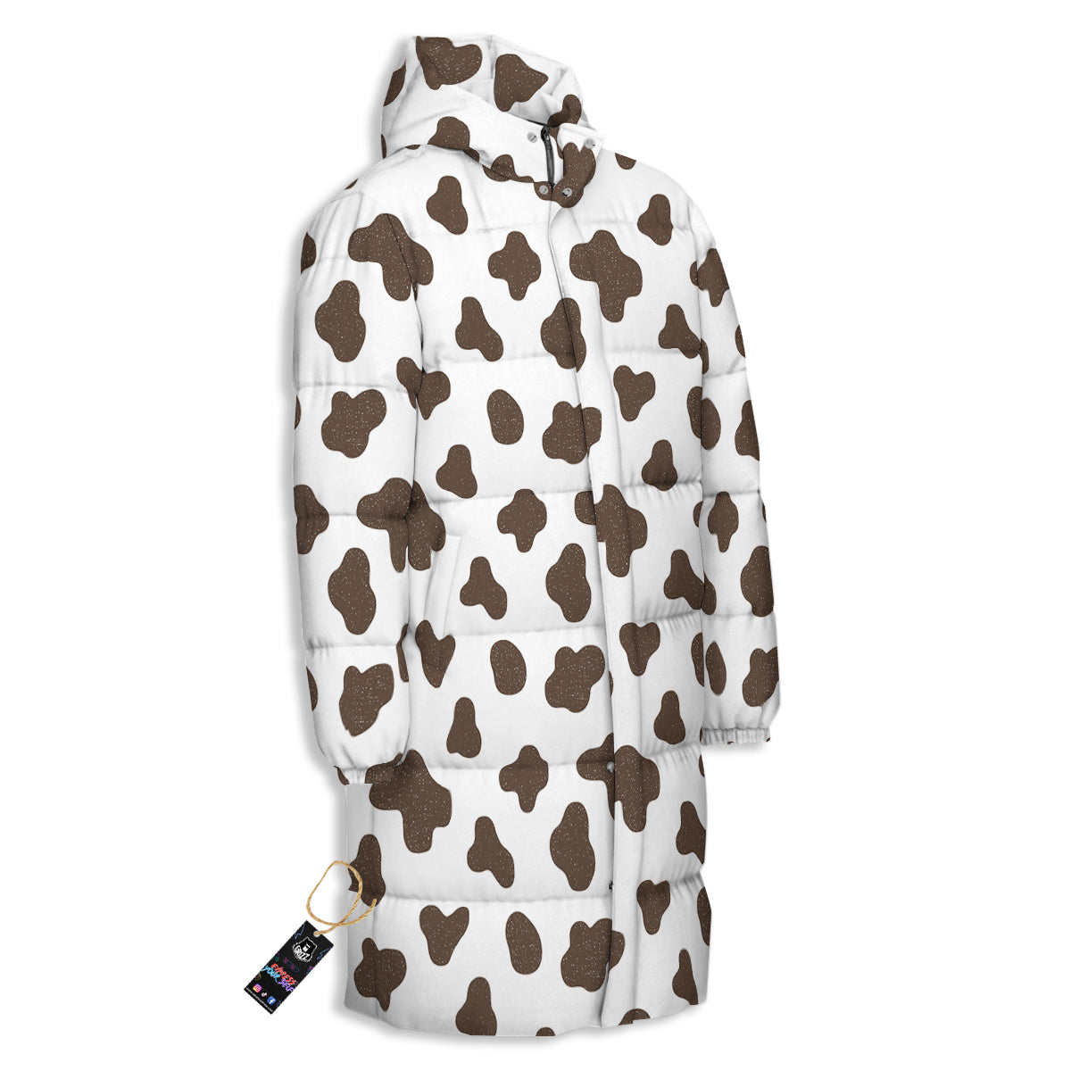 Cow Milk And Chocolate Print Long Down Jacket