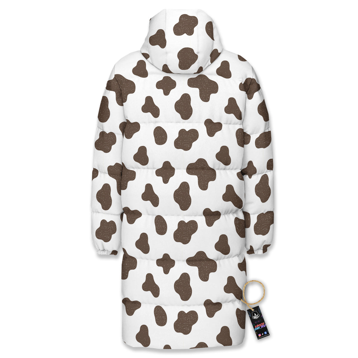 Cow Milk And Chocolate Print Long Down Jacket