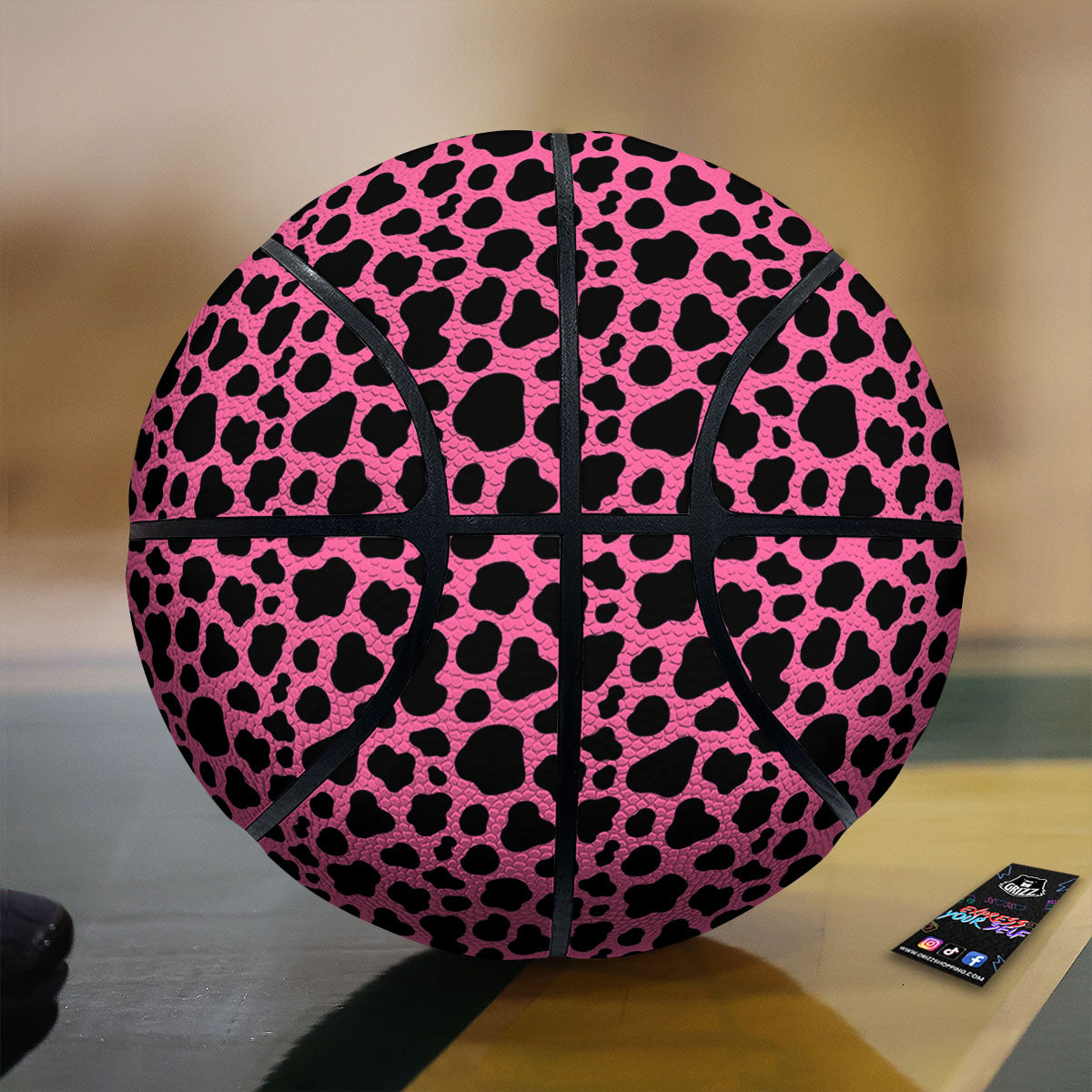 Cow Pink And Black Print Basketball