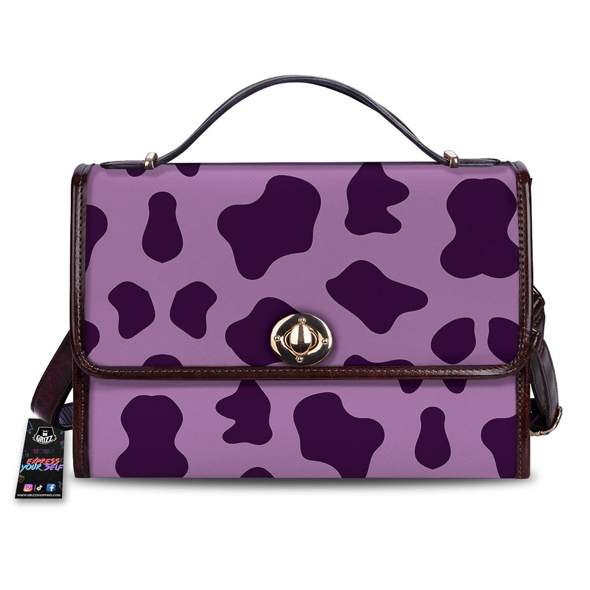 Cow Purple Print Pattern Women's Satchel Bag