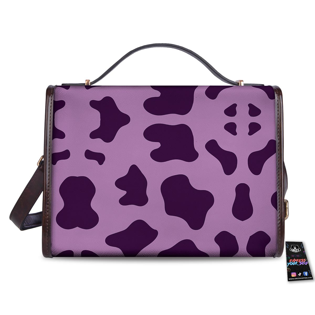 Cow Purple Print Pattern Women's Satchel Bag